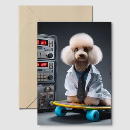Poodle Scientist Wearing Lab Coat Skateboard