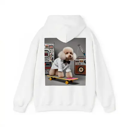 Poodle Scientist on Skateboard Retro Lab