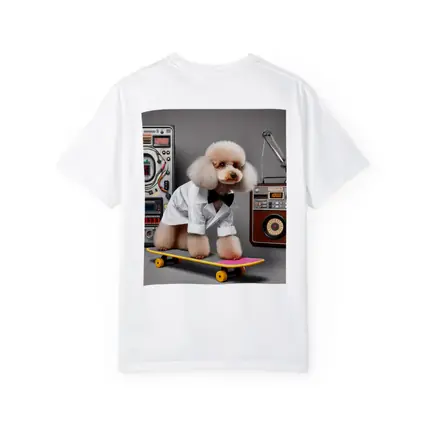 Poodle Scientist on Skateboard Retro Lab