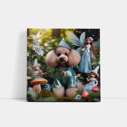 Poodle Dog Fairy Forest Fantasy Scene