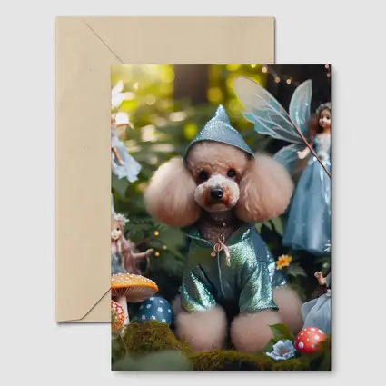 Poodle Dog Fairy Forest Fantasy Scene