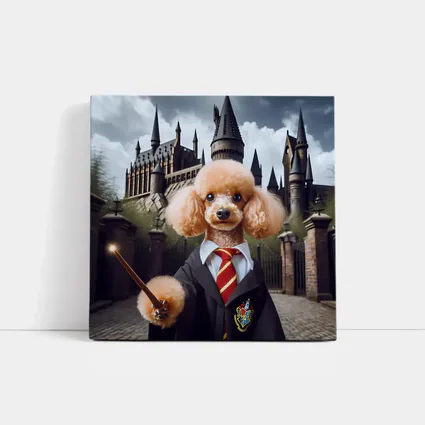 Poodle Wizard Hogwarts Castle Fantasy Art