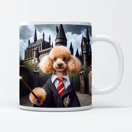 Poodle Wizard Hogwarts Castle Fantasy Art