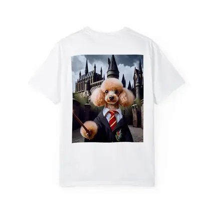 Poodle Wizard Hogwarts Castle Fantasy Art