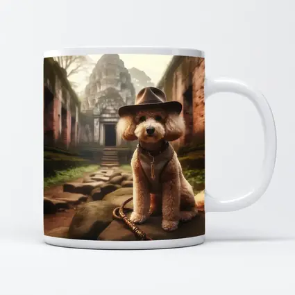 Poodle Dog Explorer Hat Ancient Temple Ruins
