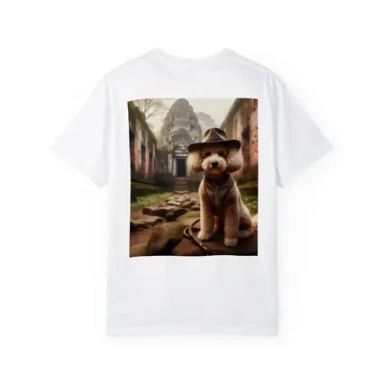 Poodle Dog Explorer Hat Ancient Temple Ruins