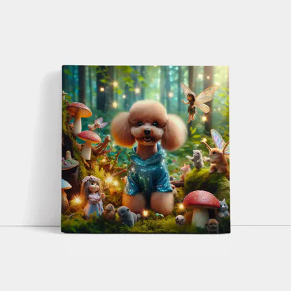 Poodle Dog Fairy Forest Fantasy Scene