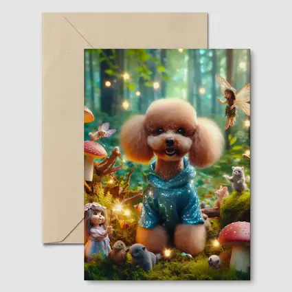 Poodle Dog Fairy Forest Fantasy Scene