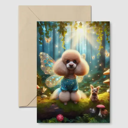 Fairy Poodle Dog Enchanted Forest Scene