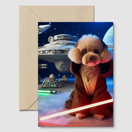 Poodle Jedi Space Galaxy Lightsaber Art