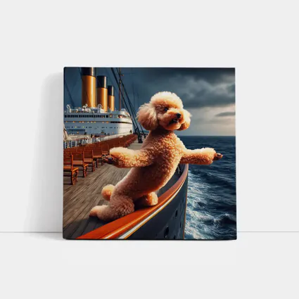 Poodle Dog Posing on Ocean Cruise Ship
