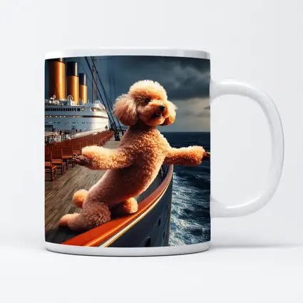 Poodle Dog Posing on Ocean Cruise Ship