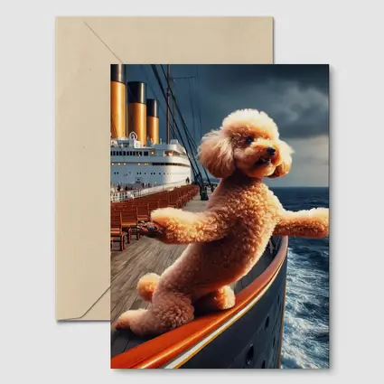 Poodle Dog Posing on Ocean Cruise Ship