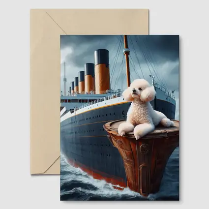 Poodle Dog On Titanic Ship Ocean