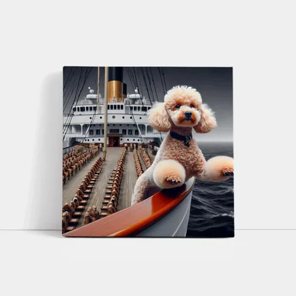 Poodle Dog Posing on Ocean Cruise Ship