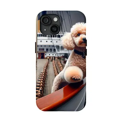 Poodle Dog Posing on Ocean Cruise Ship