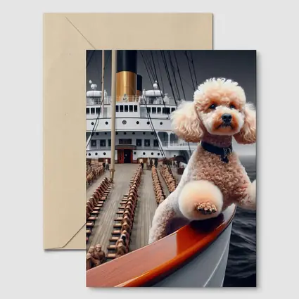 Poodle Dog Posing on Ocean Cruise Ship