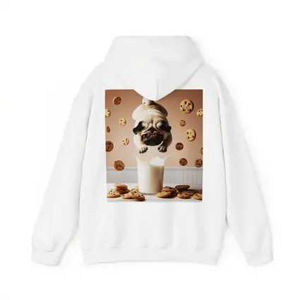 Pug Dog Diving Into Milk Glass Cookies