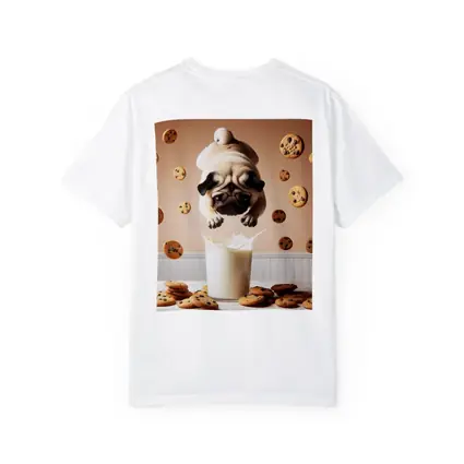 Pug Dog Diving Into Milk Glass Cookies