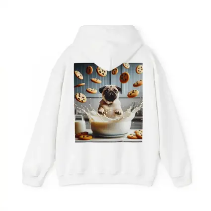 Pug Puppy Splashing Milk With Cookies