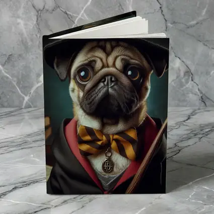 Pug Dog Wizard Hat Wand Fantasy Portrait