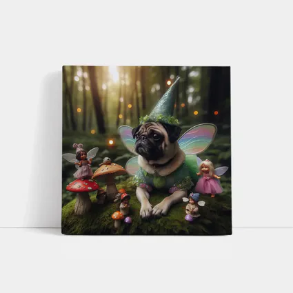 Fairy Pug Dog Mushroom Enchanted Forest