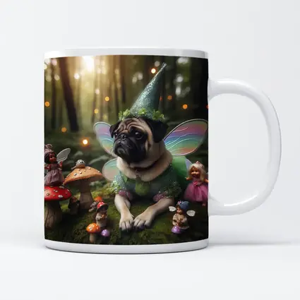 Fairy Pug Dog Mushroom Enchanted Forest