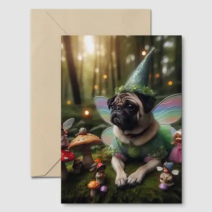 Fairy Pug Dog Mushroom Enchanted Forest