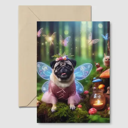 Pug Fairy Wings Enchanted Fantasy Forest