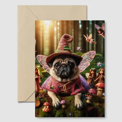 Pug Dog Fairy Wizard Enchanted Forest