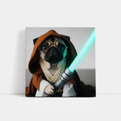 Pug Dog Jedi Robe Green Lightsaber