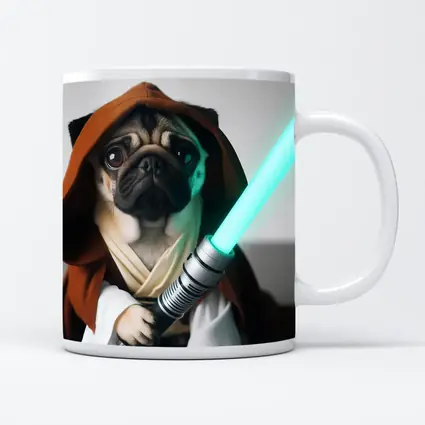 Pug Dog Jedi Robe Green Lightsaber