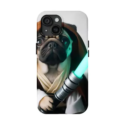Pug Dog Jedi Robe Green Lightsaber