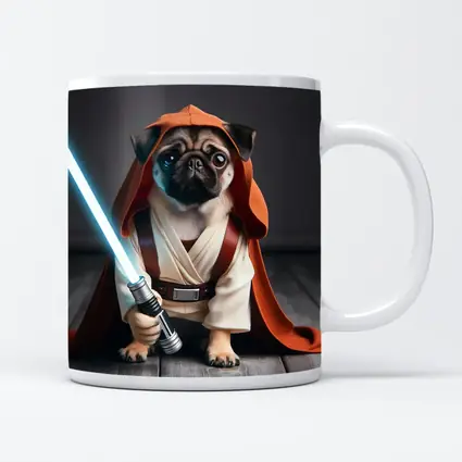 Pug Dog Dressed As Jedi Knight