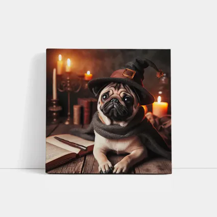 Wizard Pug Dog Wearing Witch Hat Candles