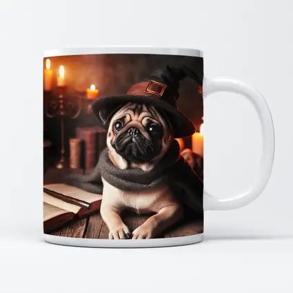 Wizard Pug Dog Wearing Witch Hat Candles