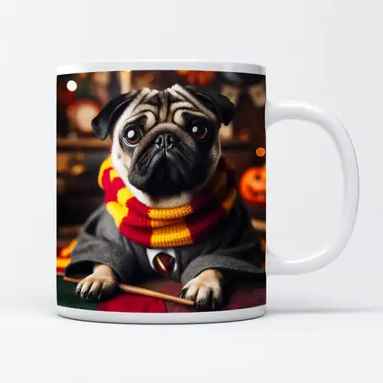 Pug Dog Wizard Costume Halloween Setting