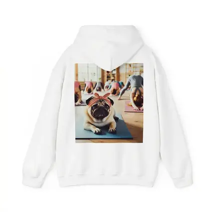 Pug Dog Wearing Headband Yoga Studio