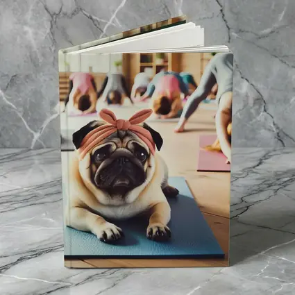 Pug Dog Wearing Headband Yoga Studio