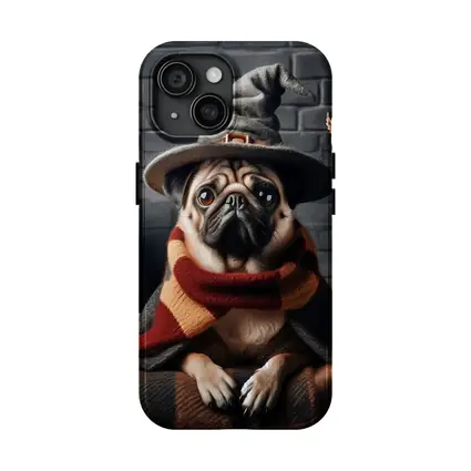 Pug Dog Wizard Hat Halloween Spooky Setting