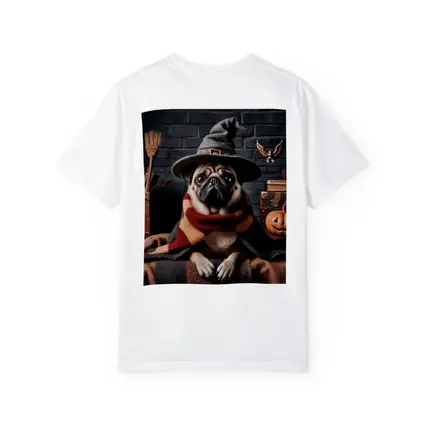 Pug Dog Wizard Hat Halloween Spooky Setting