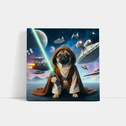 Pug Jedi Space Battle Galaxy Background