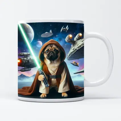 Pug Jedi Space Battle Galaxy Background