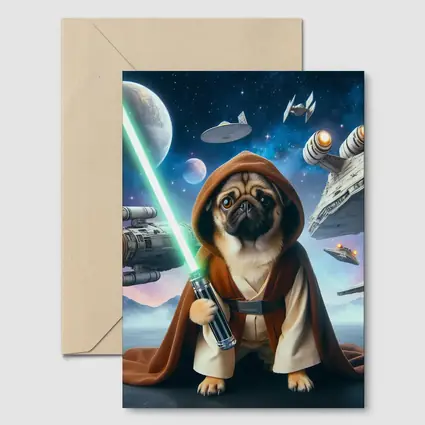 Pug Jedi Space Battle Galaxy Background