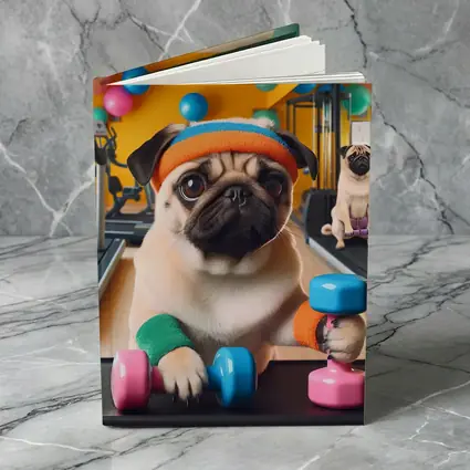 Pugs Working Out in Colorful Gym
