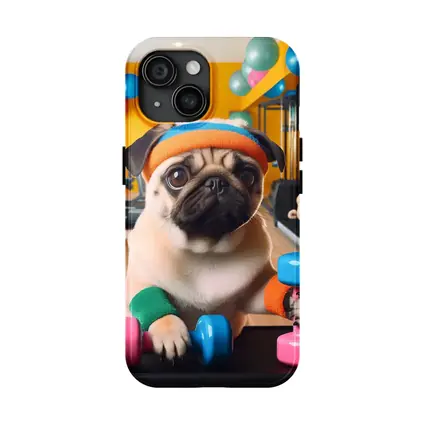 Pugs Working Out in Colorful Gym