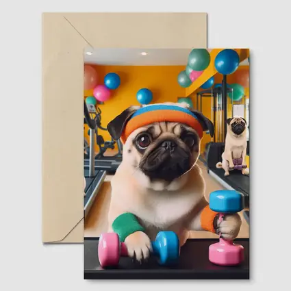 Pugs Working Out in Colorful Gym