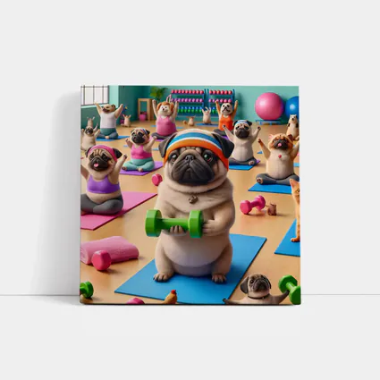 Pug Dog Workout Fitness Gym Class