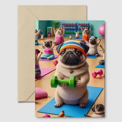 Pug Dog Workout Fitness Gym Class