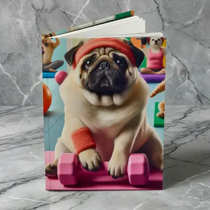 Pug Dog Working Out In Colorful Gym